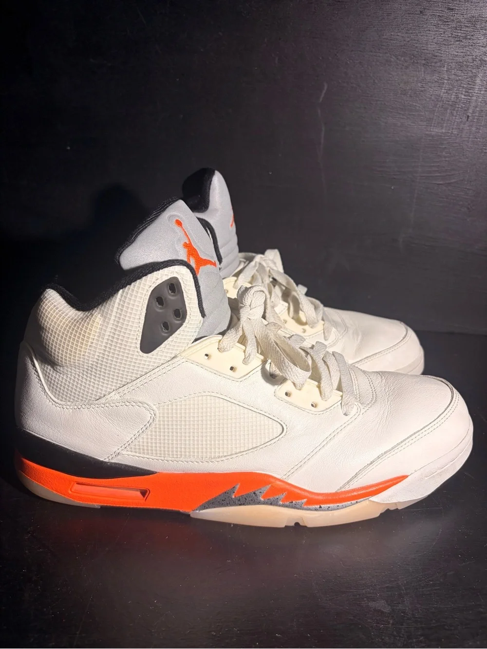 Jordan 5 Men's White Sneakers with Bright Orange Accents